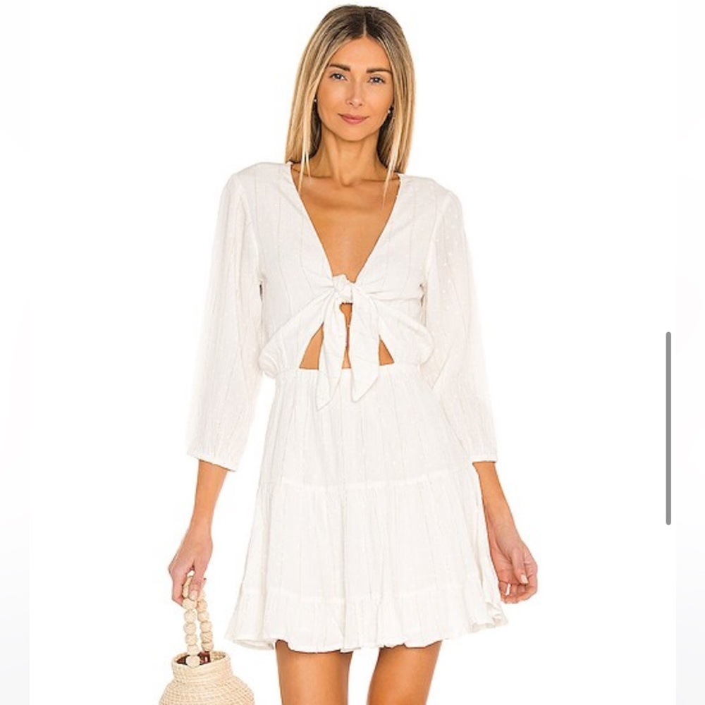 L Space Stay Golden Dress White Metallic size medium EUC M0492